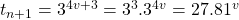 t_{n+1}=3^{4v+3}=3^3.3^{4v}=27.81^v