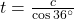 t=\frac{c}{\cos 36^\circ}