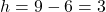 h=9-6=3