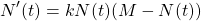 \[N'(t)=kN(t)(M-N(t))\]