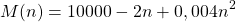 \[M(n)=10000-2n+0,004n^2\]