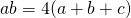 ab=4(a+b+c)