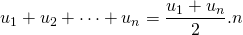 u_1+u_2+\cdots+u_n=\dfrac{u_1+u_n}{2} .n