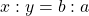 x:y=b:a