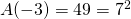 A(-3)=49=7^2