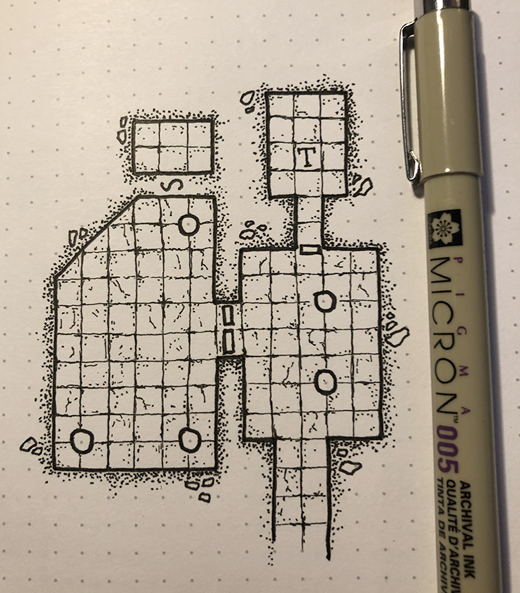 hand drawn dungeon map