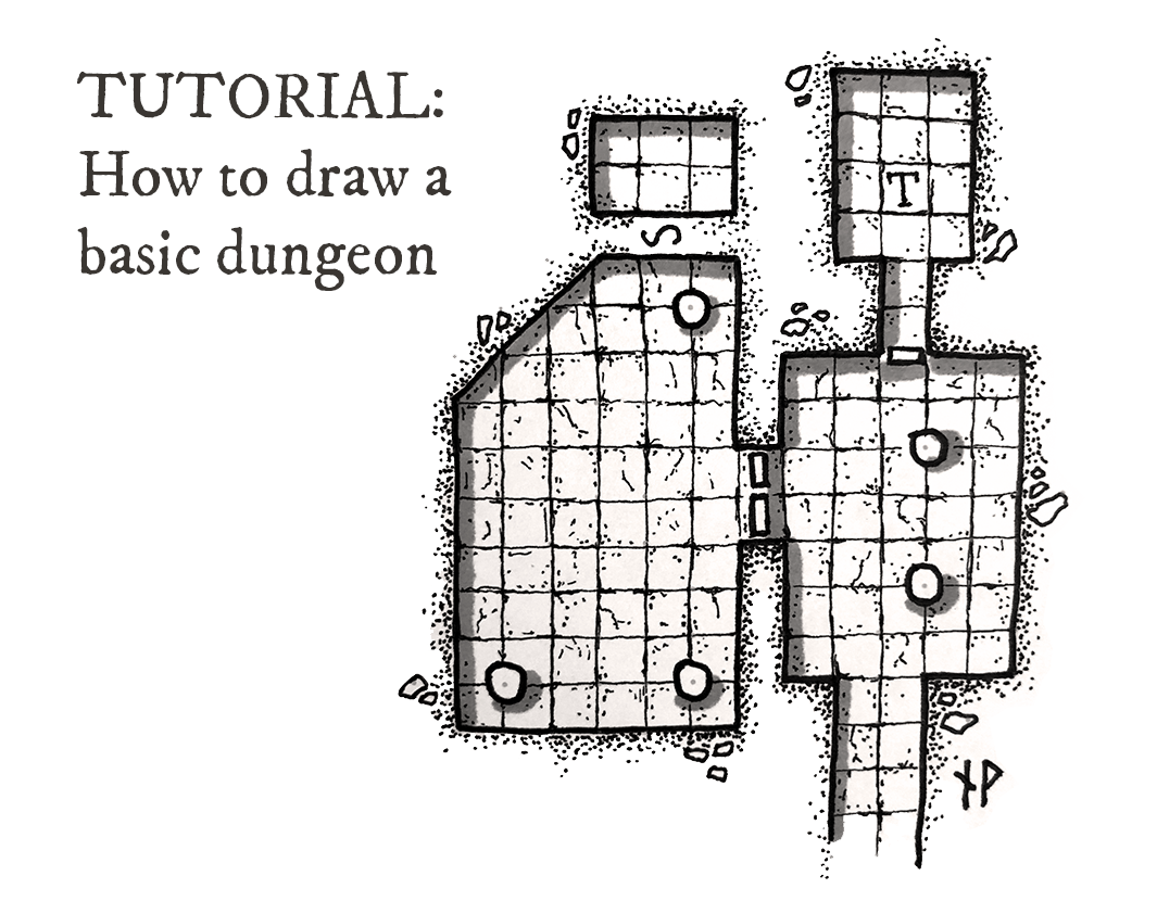 Title image: how to draw a basic dungeon map