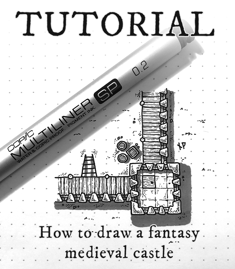 Title image - Tutorial: how to draw a fantasy medieval castle map