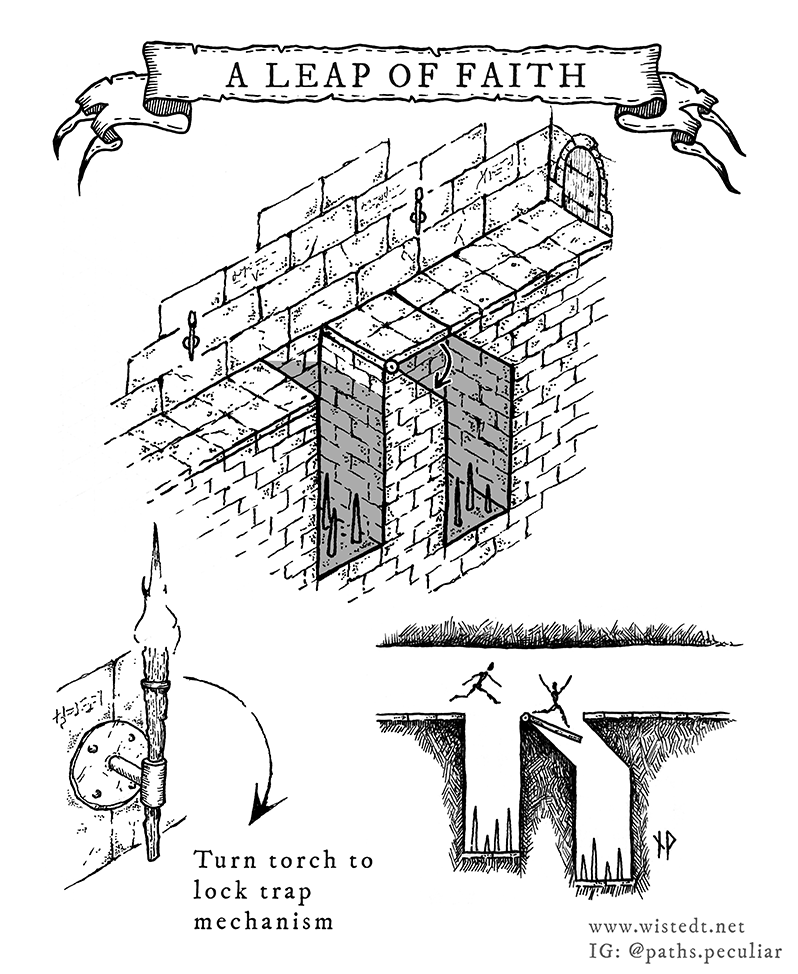 Dungeon pit trap with spikes