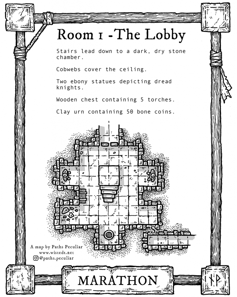 Room 1 of the Marathon dungeon - the Lobby.