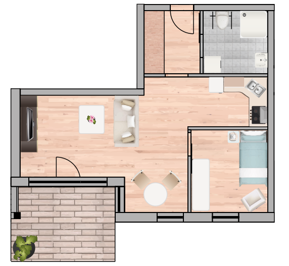 2-Raum Wohnung Nr. 1 8 15