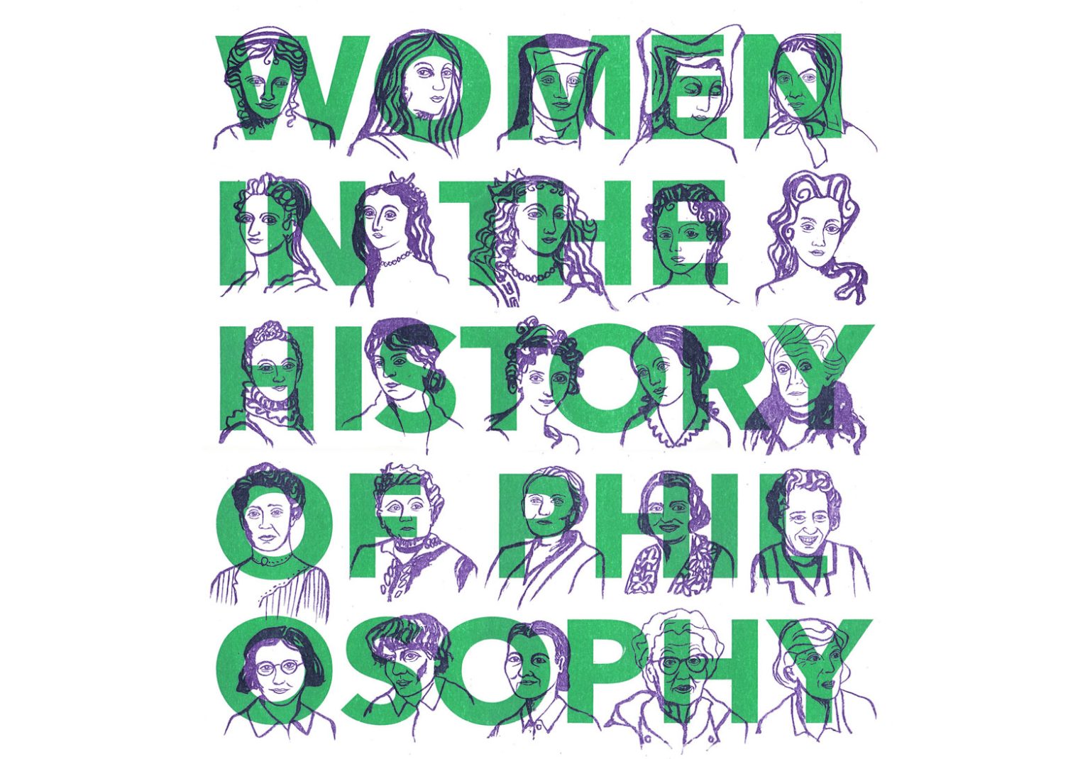 Women in the History of Philosophy - riso print poster by Sally Pilkington