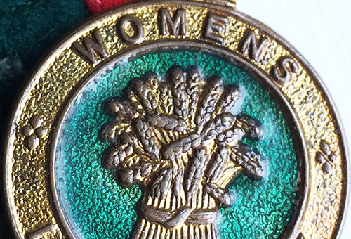 Women's Land Army badge, often wore on the hat, jumper or tie. Source: Catherine Procter WLA collection.