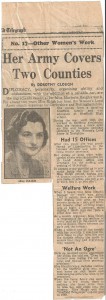 Newspaper Article on Marjorie Haigh celebrating her work as county organiser.