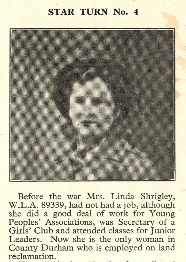 Linda Shrigley in The Land Girl Magazine, June 1945, p.7