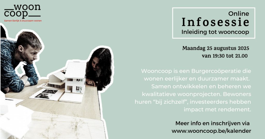 Online infosessie wooncoop. Coöperatief wonen in Vlaanderen