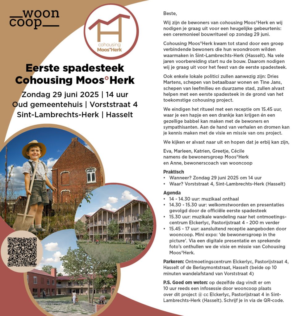 Eerste spadesteek. Cohousing Moos°Herk, coöperatief wonen in Hasselt.