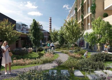 Wasserij wooncoop cohousing render tuin 2