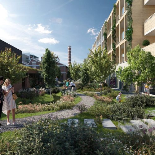 Wasserij wooncoop cohousing render tuin 2