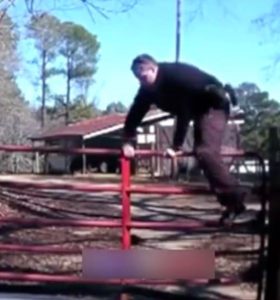 landowner shoots cop jumps gate