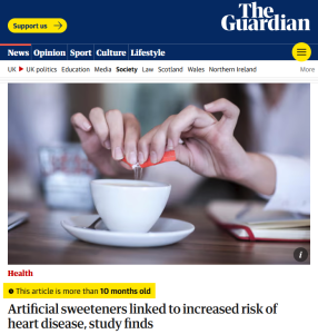 artificial sweetners cause heart attack