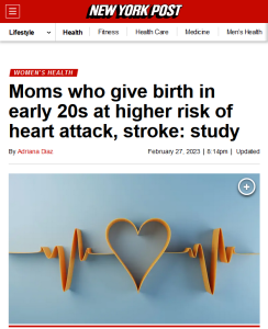 give birth in 20s heart attack