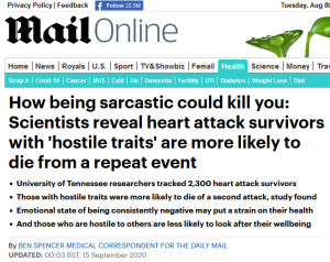 sarcastic causes heart attack