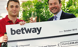 Jackpot gagné par Jon Heywood sur le site Betway