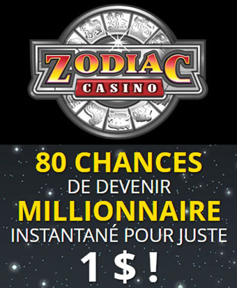 Zodiac Casino 80 tours Mega Moolah pour 1 dollar
