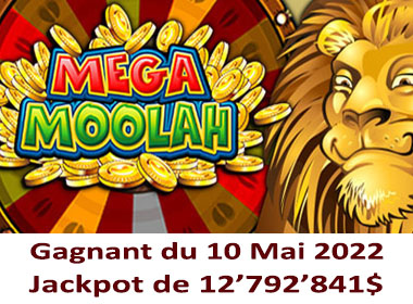 Mega Moolah jackpot gagnant du 10 mai 2022