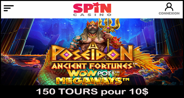 150 tours gratuits WowPot pour 10$ chez Spin Casino