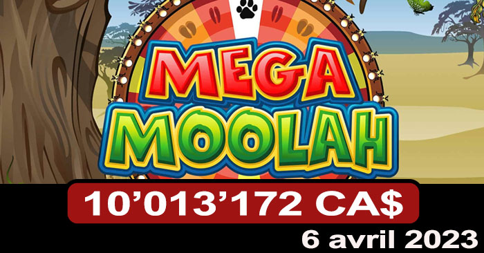 Jackpot Mega Moolah gagnant de 10 millions en avril 2023