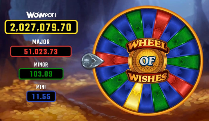 Jackpots MAJOR, en rouge, de la roue bonus Wheel of Wishes