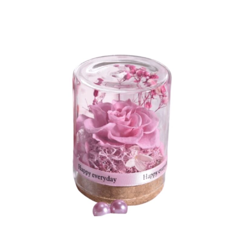 preserved rose in glass