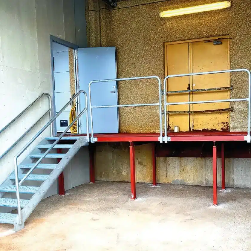 Trappa och landgång vid lastkaj