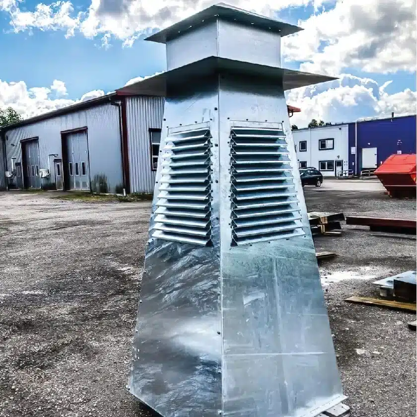 Handgjord ventilationshus i rostfritt stål