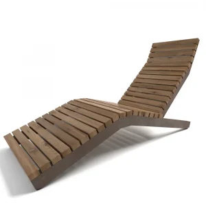 En enastående loungestol med minimalistisk design, med träribbor på en metallram och en konturform för komfort.