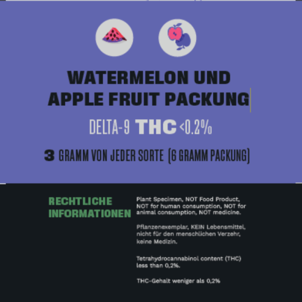 CBD Blüten - Watermelon und Apple Fruit Packung -Info
