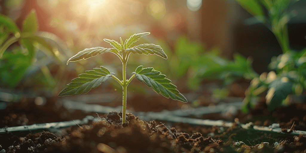 Cannabispflanze beim Keimen