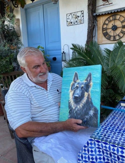 Bear the German Shepherd, with Alan who commissioned her