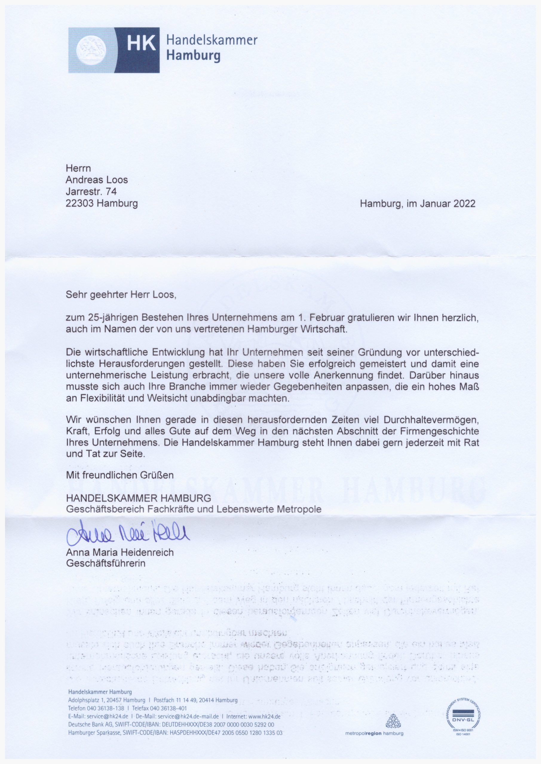 25 Jahre Bestehen der Firma Andreas Loos