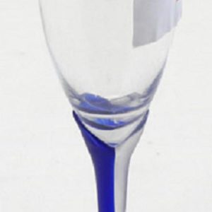 Champagneglas på fot med blå dekorrand 22 cm hög