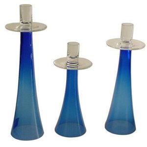 3st blå ljusstakar i glas 2-pack
