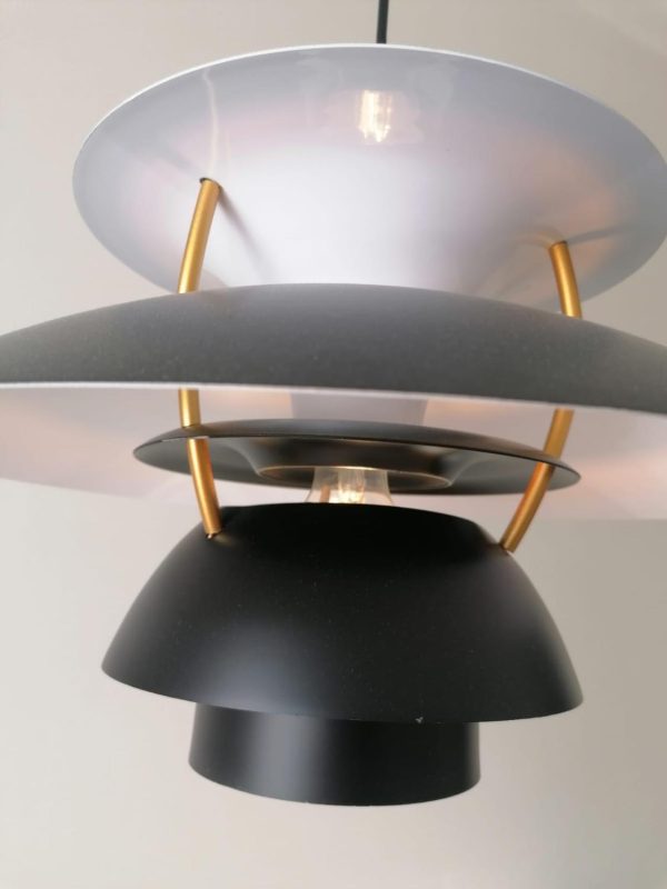 Stylish pendant lamp in lacquered sheet black, diameter 37 cm