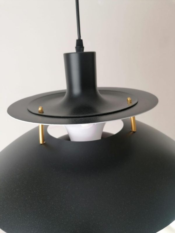 Stylish pendant lamp in lacquered sheet black, diameter 37 cm