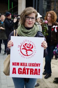 "No lad is needed on the dam" - a woman protesting against obstetric violence in Hungarian hospitals *see bottom of this article for further explanations