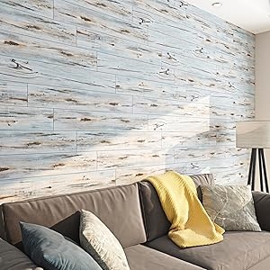 FunStick Peel and Stick Wood Planks for Walls Flooring Blue Wood Vinyl Flooring for Bathroom