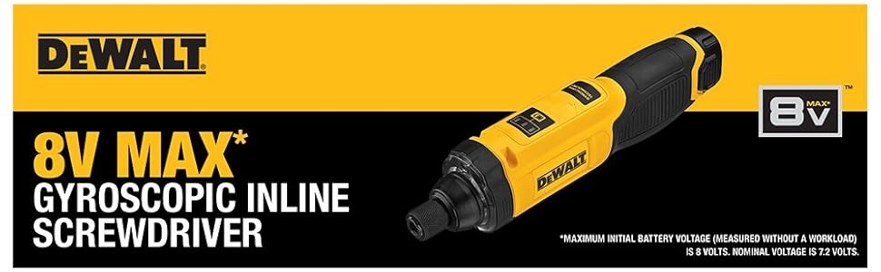 DEWALT 8V MAX Cordless Screwdriver, Gyroscopic, Rechargeable, Battery Included (DCF682N1)