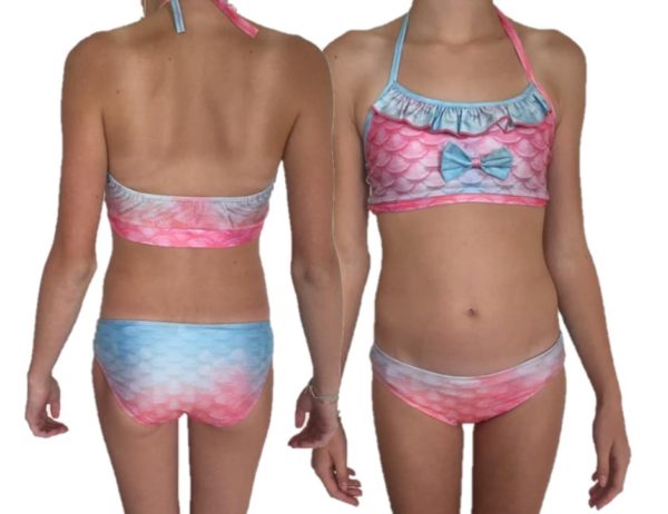 Luxe pastel parel bikini met roeselrandje