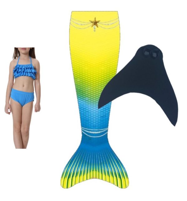 LUXE Zeemeerminstaart Anna blue met monovin + bikini blauw